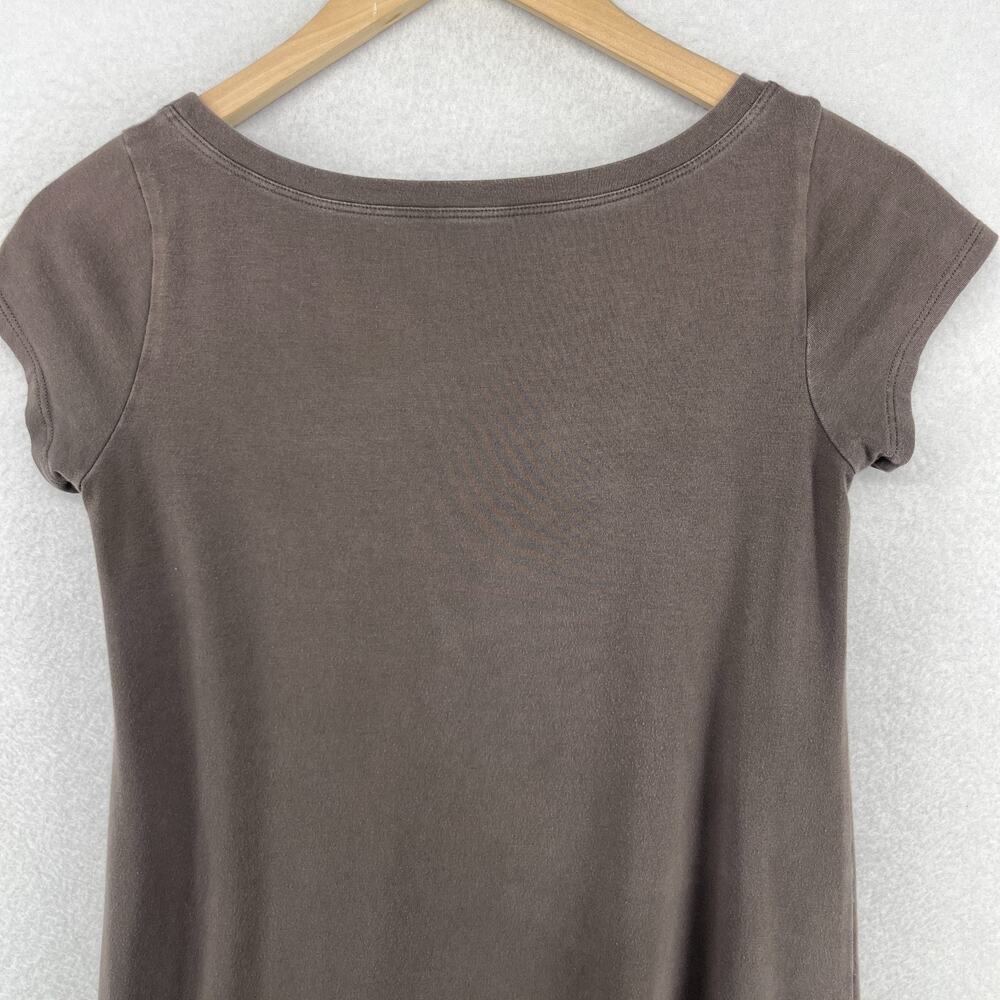 EILEEN FISHER Dress PP Organic Cotton Stretch Jersey T-Shirt Cap Sleeve Brown - Picture 7 of 13